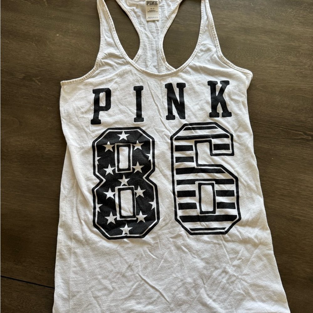 PINK Tank Top with Black Graphic